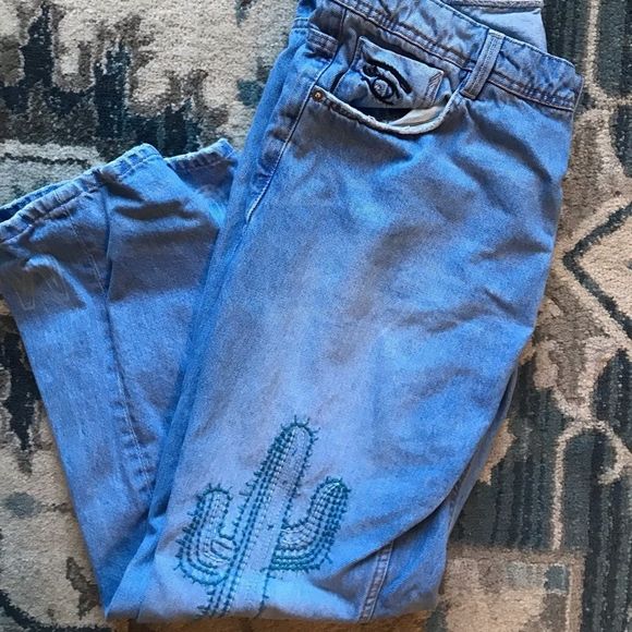 Zara Denim - Zara Trafaluc Women’s Size 6 Milano Boho Embroidered Cactus Jeans Boyfriend MLN
